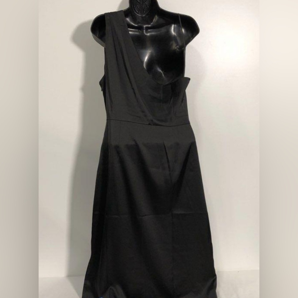 🛑 1 hour sale. NWT. Banana Republic, Size 14, Elegant Black One-Shoulder Dress - Picture 4 of 10